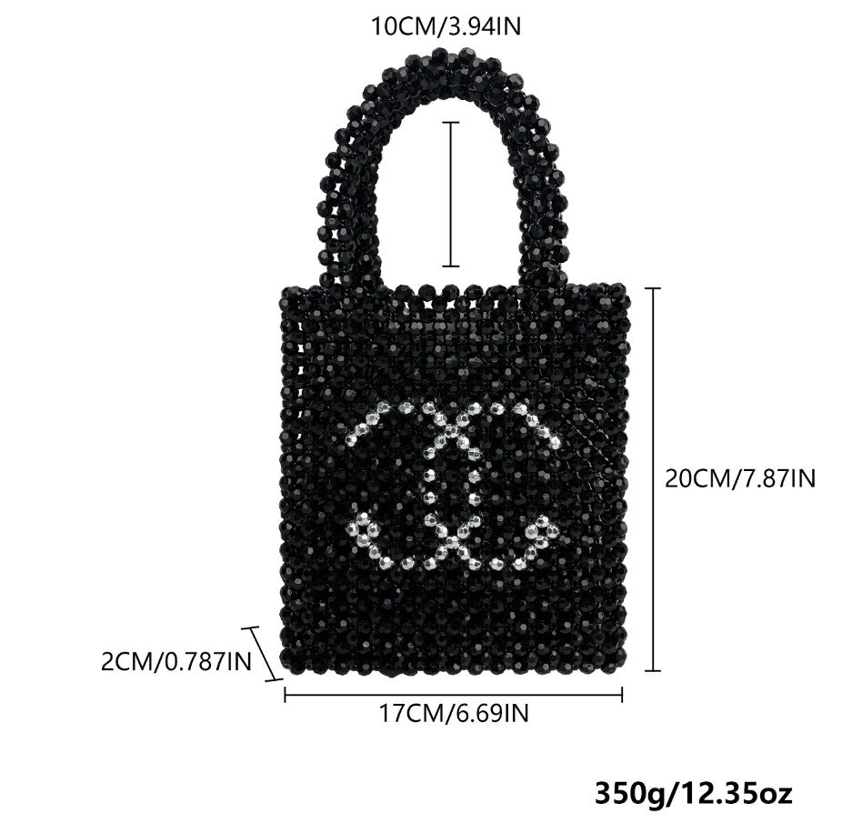 Women's Evening Bag Pearl Handbag Leather Top Handle Purse with Chain for Party Wedding Prom Lipstick & Phone Pouch