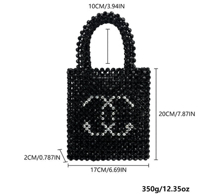 Women's Evening Bag Pearl Handbag Leather Top Handle Purse with Chain for Party Wedding Prom Lipstick & Phone Pouch