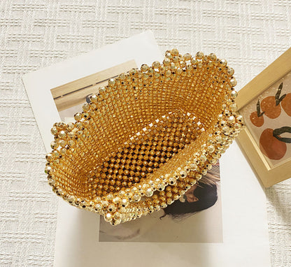 Pearl Clutch Purse White Summer Handbag Tote Bag Evening Party Bag With Pearls For Women | Pearl, Summer, Evening Party Bag, With Pearls