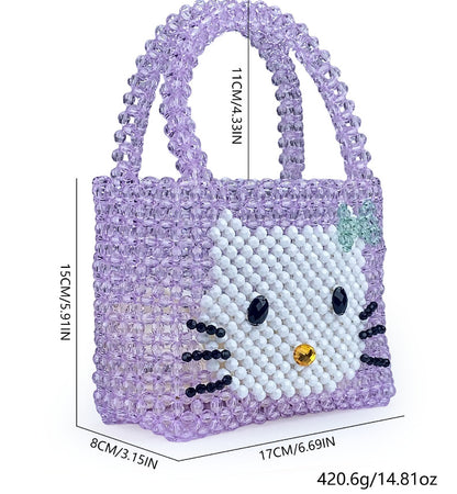 Women Beaded Handbags Elegant Handmade Weave Purse Crystal Pearl String Tote Bags for Banquet Wedding Cocktail