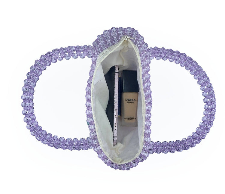 Women Beaded Handbags Elegant Handmade Weave Purse Crystal Pearl String Tote Bags for Banquet Wedding Cocktail