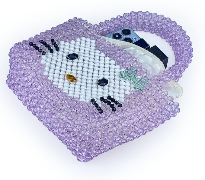 Women Beaded Handbags Elegant Handmade Weave Purse Crystal Pearl String Tote Bags for Banquet Wedding Cocktail