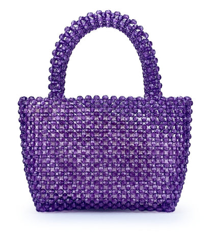 Women Beaded Handbags Elegant Handmade Weave Purse Crystal Pearl String Tote Bags for Banquet Wedding Cocktail