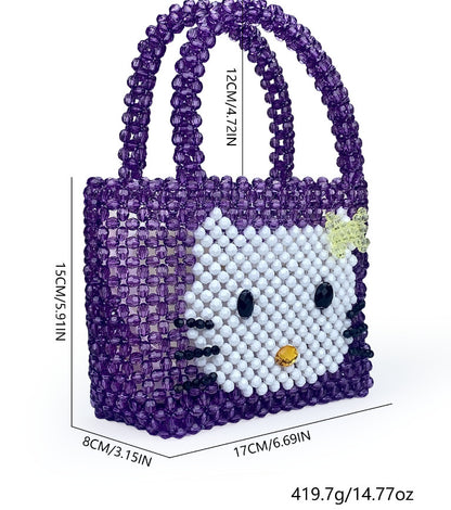 Women Beaded Handbags Elegant Handmade Weave Purse Crystal Pearl String Tote Bags for Banquet Wedding Cocktail