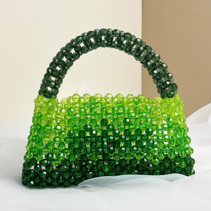 Designer Luxury Women's Evening Clutch, Handmade Gradient Yellow & Clear Beaded Bag, Crossbody Purse for Party Wedding