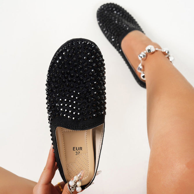 2026 Spring/Summer Women's Water Diamond Fashion Designer Flat Shoes Casual  Luxury Single Shoes High Quality Casual Shoes  Slippers