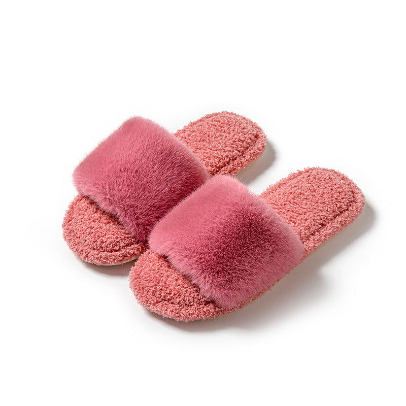 Winter indoor plush slippers women