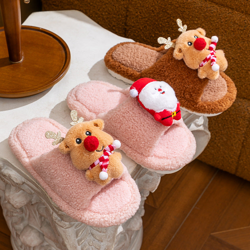 Wholesale Christmas Elk plush slippers