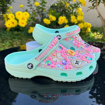 Wholesale custom Handmade Bling Rhinestone Clogs Slippers