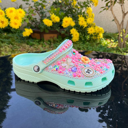 Wholesale custom Handmade Bling Rhinestone Clogs Slippers