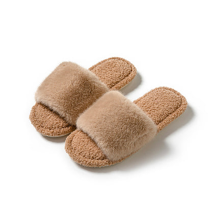 Winter indoor plush slippers women