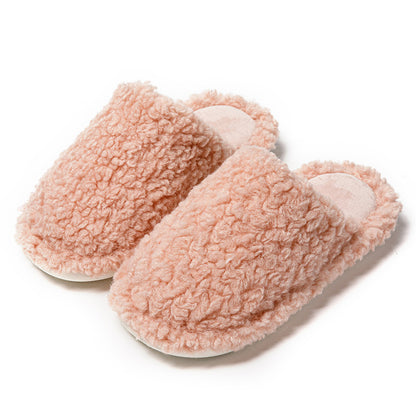 Candy-colored indoor furry slippers