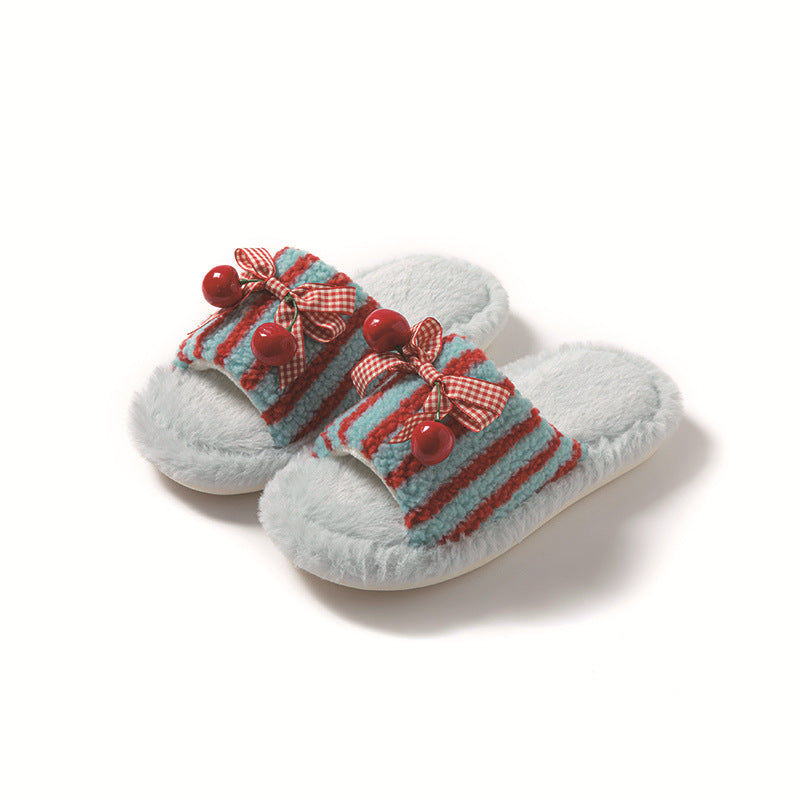 Plush cotton slippers girl fluffy for women