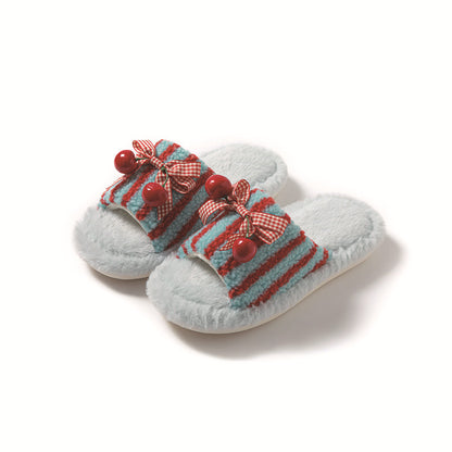 Plush cotton slippers girl fluffy for women