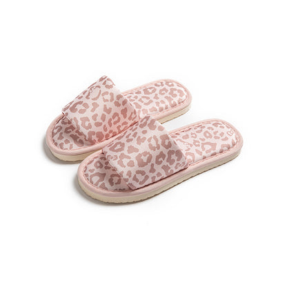 Silk leopard print linen slippers for women