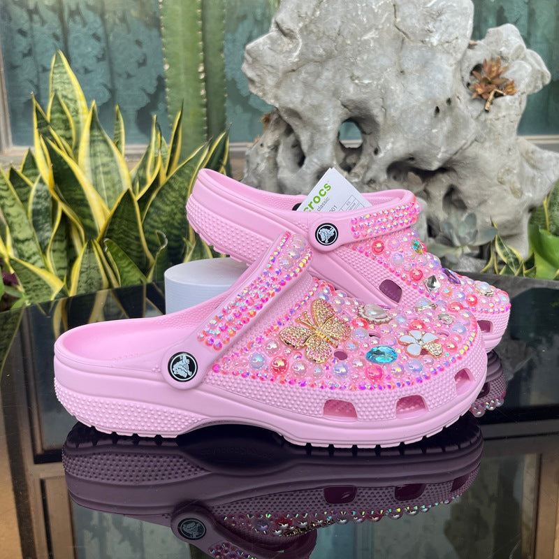 Wholesale custom Handmade Bling Rhinestone Clogs Slippers