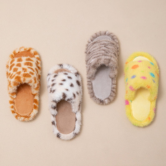woman warm furry slippers