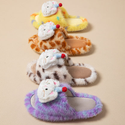 Fluffy creative home plush slippers for women