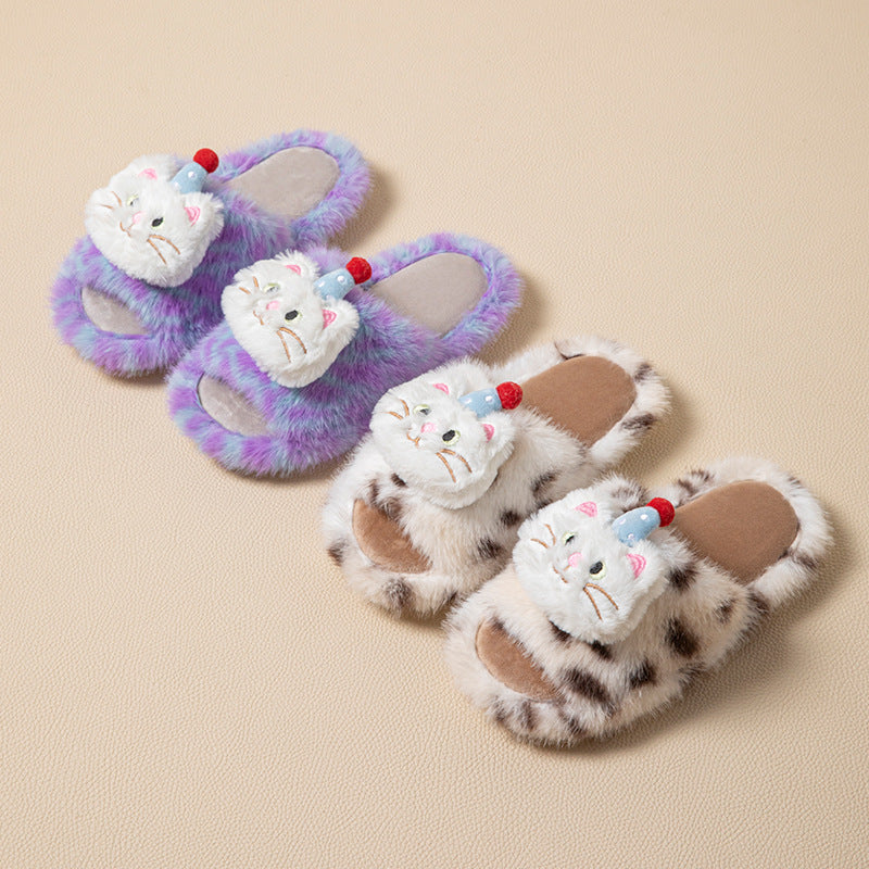 Fluffy creative home plush slippers for women