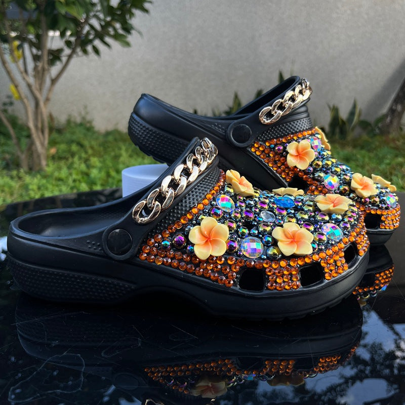 Wholesale custom Handmade Bling Rhinestone Clogs EVA Slippers