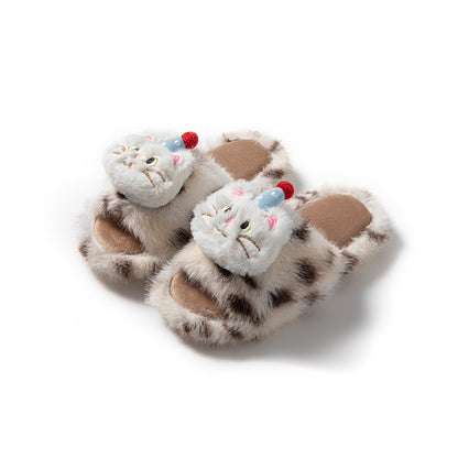 Fluffy creative home plush slippers for women