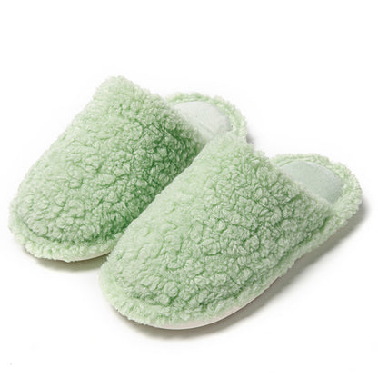 Candy-colored indoor furry slippers
