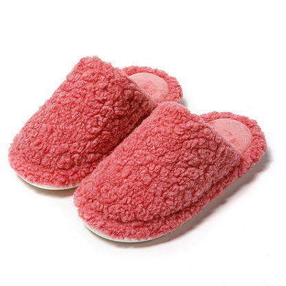 Candy-colored indoor furry slippers