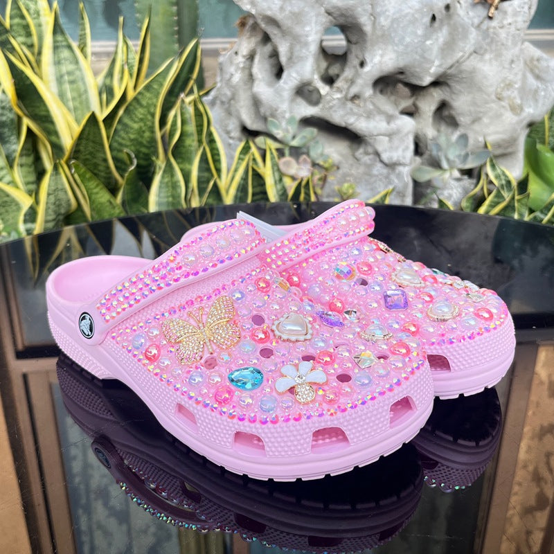 Wholesale custom Handmade Bling Rhinestone Clogs Slippers