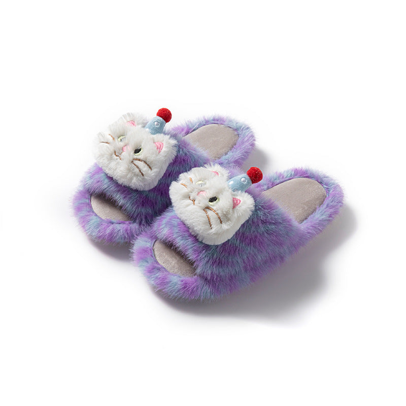 Fluffy creative home plush slippers for women
