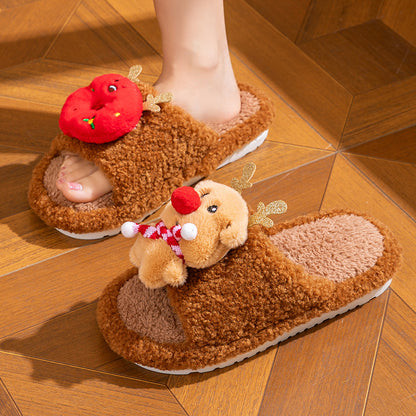 Wholesale Christmas Elk plush slippers