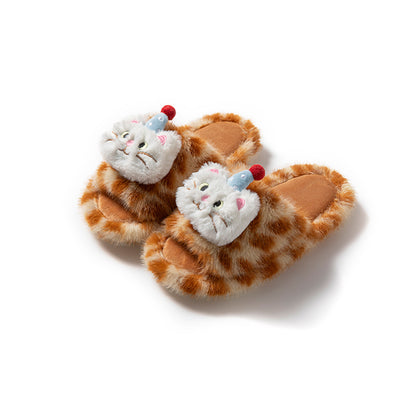 Fluffy creative home plush slippers for women