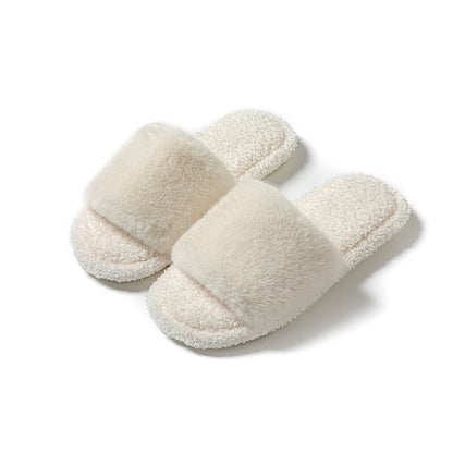 Winter indoor plush slippers women