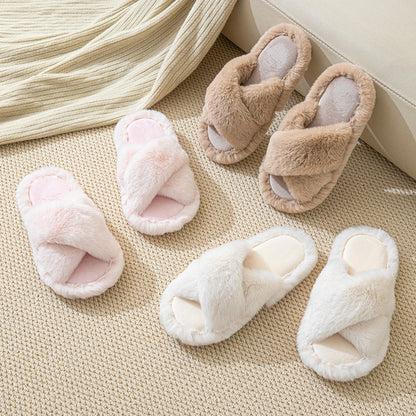 Wholesale Cross-belt plush slippers