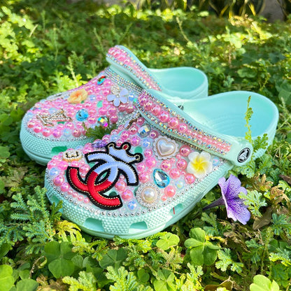Wholesale custom Handmade Bling Rhinestone Clogs Slippers
