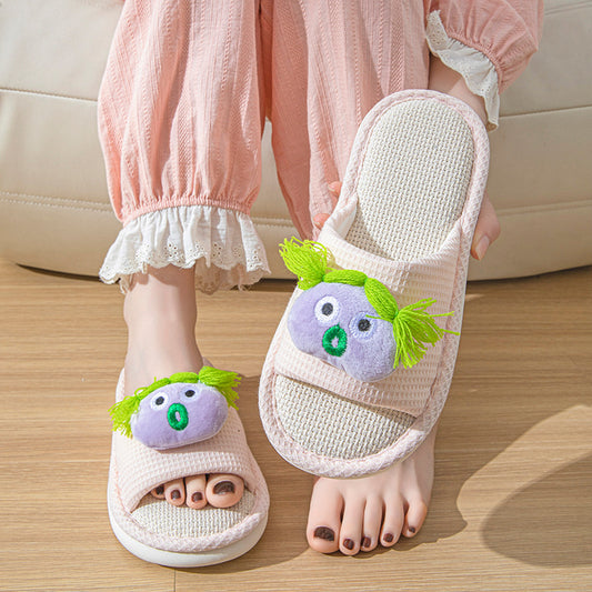 Wholesale women's indoor  linen slippers