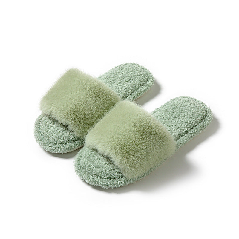 Winter indoor plush slippers women