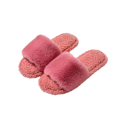 Winter indoor plush slippers women