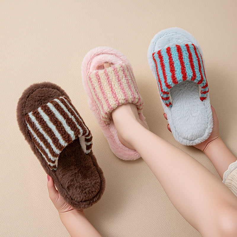 women's fluffy plush slippers home slippers
