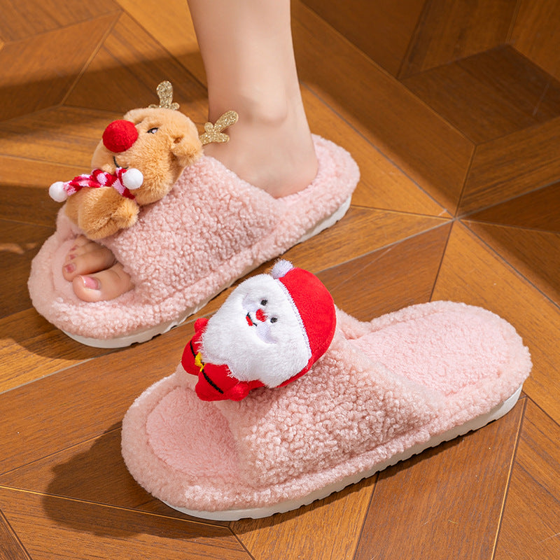 Wholesale Christmas Elk plush slippers
