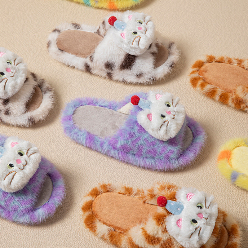 Fluffy creative home plush slippers for women