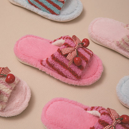 Plush cotton slippers girl fluffy for women