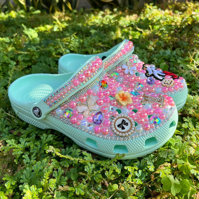 Wholesale custom Handmade Bling Rhinestone Clogs Slippers