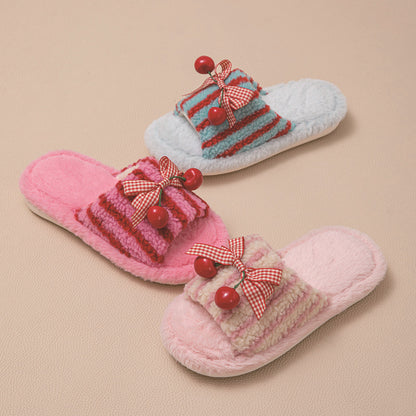 Plush cotton slippers girl fluffy for women