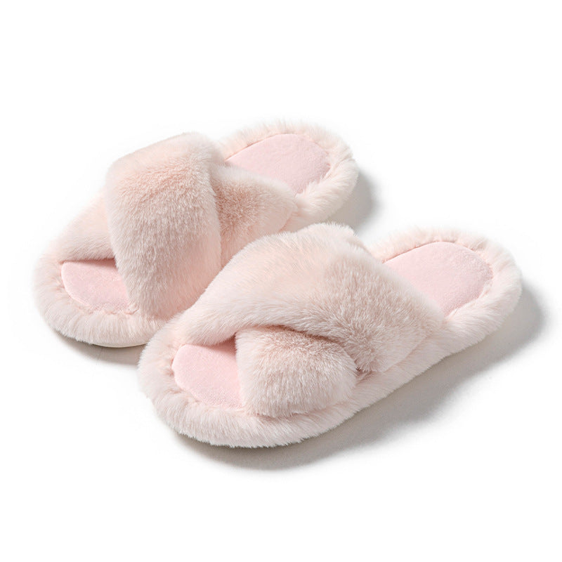 Wholesale Cross-belt plush slippers
