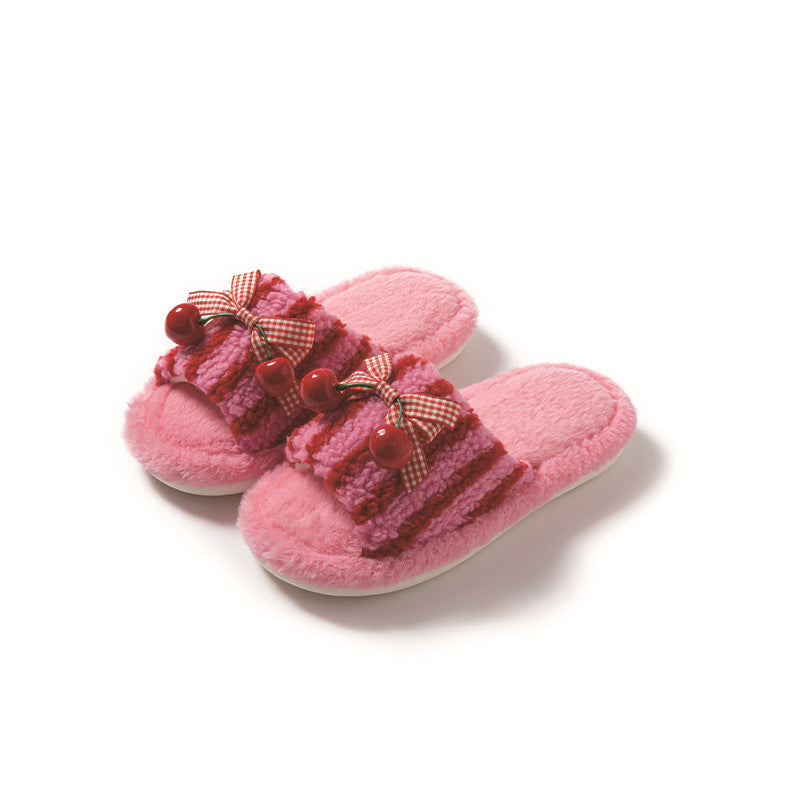 Plush cotton slippers girl fluffy for women