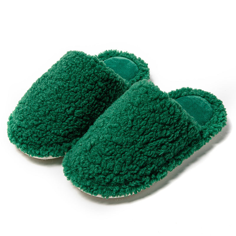 Candy-colored indoor furry slippers
