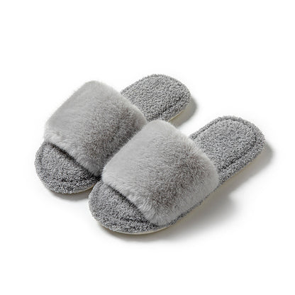 Winter indoor plush slippers women