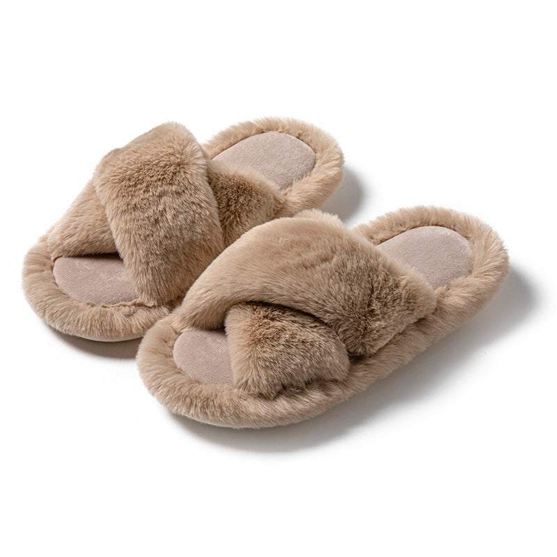 Wholesale Cross-belt plush slippers