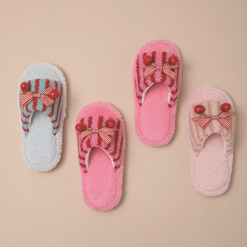 Plush cotton slippers girl fluffy for women