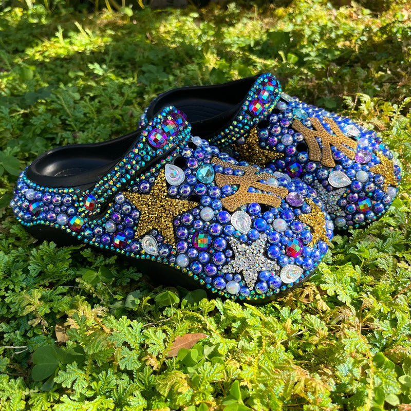 Wholesale custom Handmade Bling Rhinestone Clogs Slippers